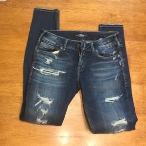 Silver Distressed Skinny Jeans “Suki”
